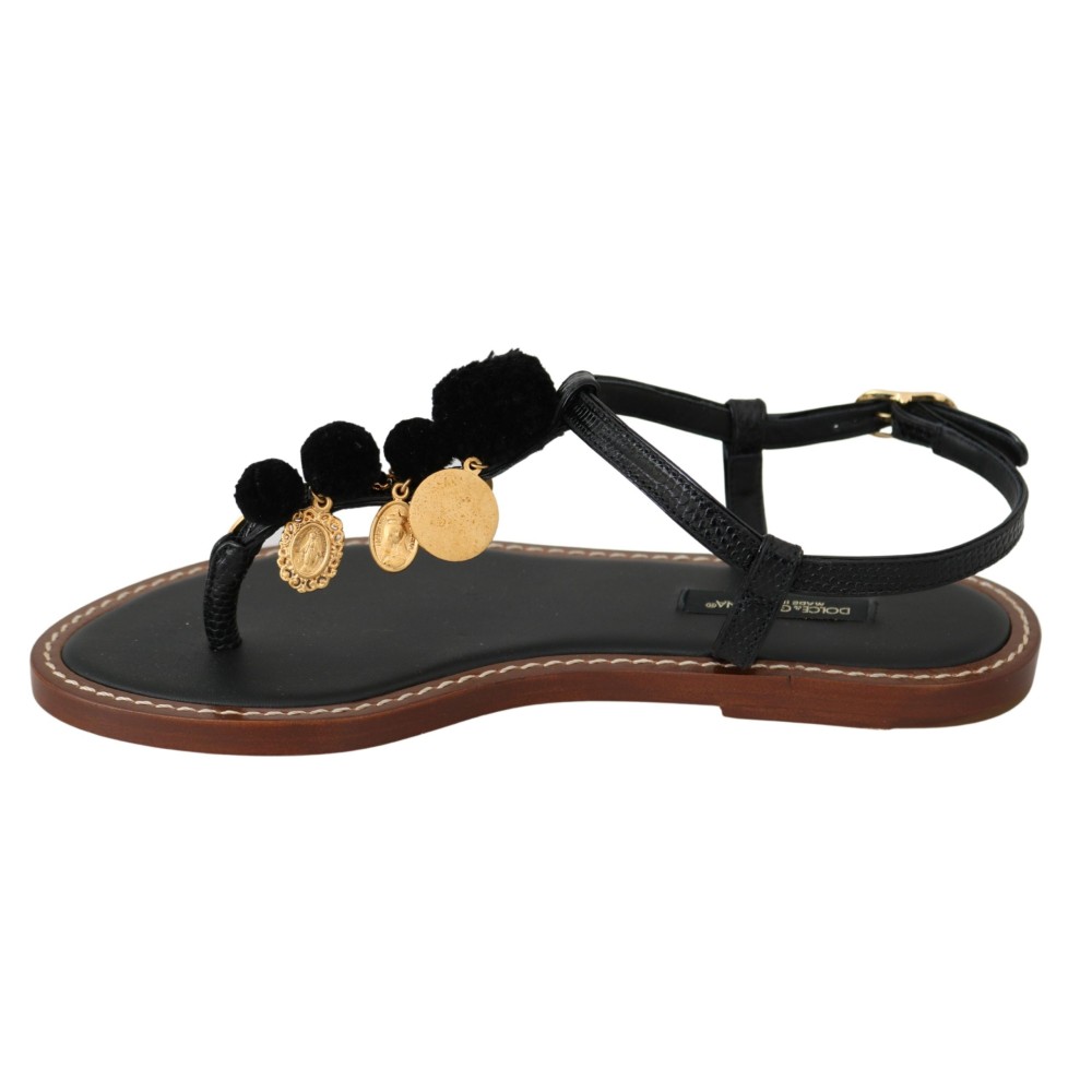 Dolce & Gabbana Pom Pom Flip Flop Knöchelriemen Flats