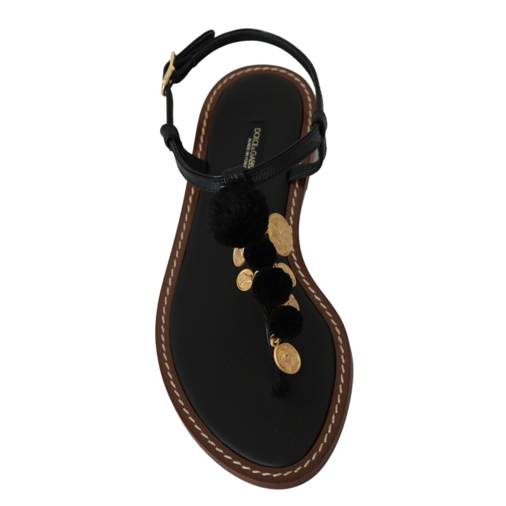 Dolce & Gabbana Pom Pom Flip Flop Knöchelriemen Flats