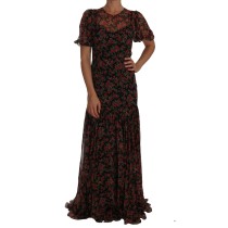 Dolce & Gabbana Elegantes geblümtes A-Linien Seidenkleid