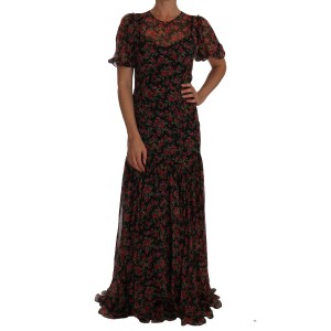Dolce & Gabbana Elegantes geblümtes A-Linien Seidenkleid