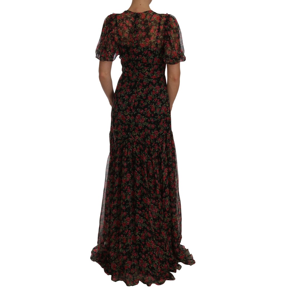 Dolce & Gabbana Elegantes geblümtes A-Linien Seidenkleid