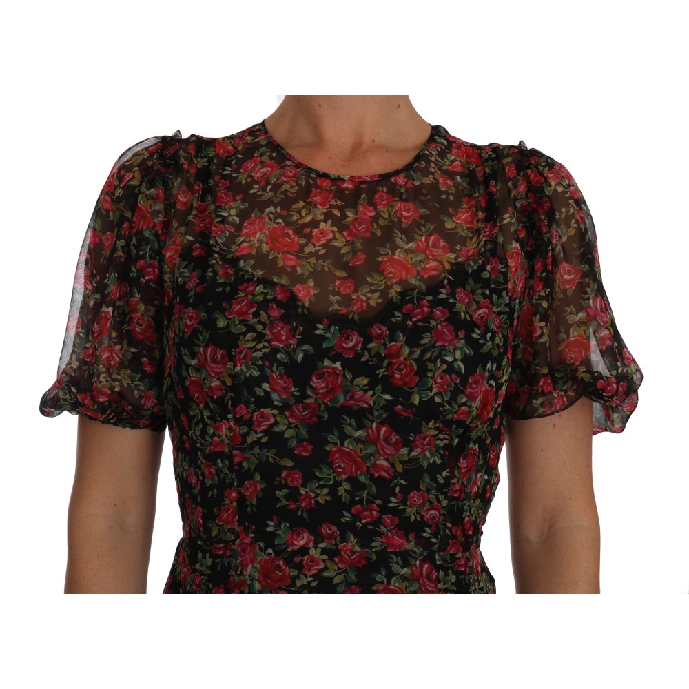 Dolce & Gabbana Elegantes geblümtes A-Linien Seidenkleid