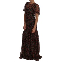 Dolce & Gabbana Elegantes geblümtes A-Linien Seidenkleid