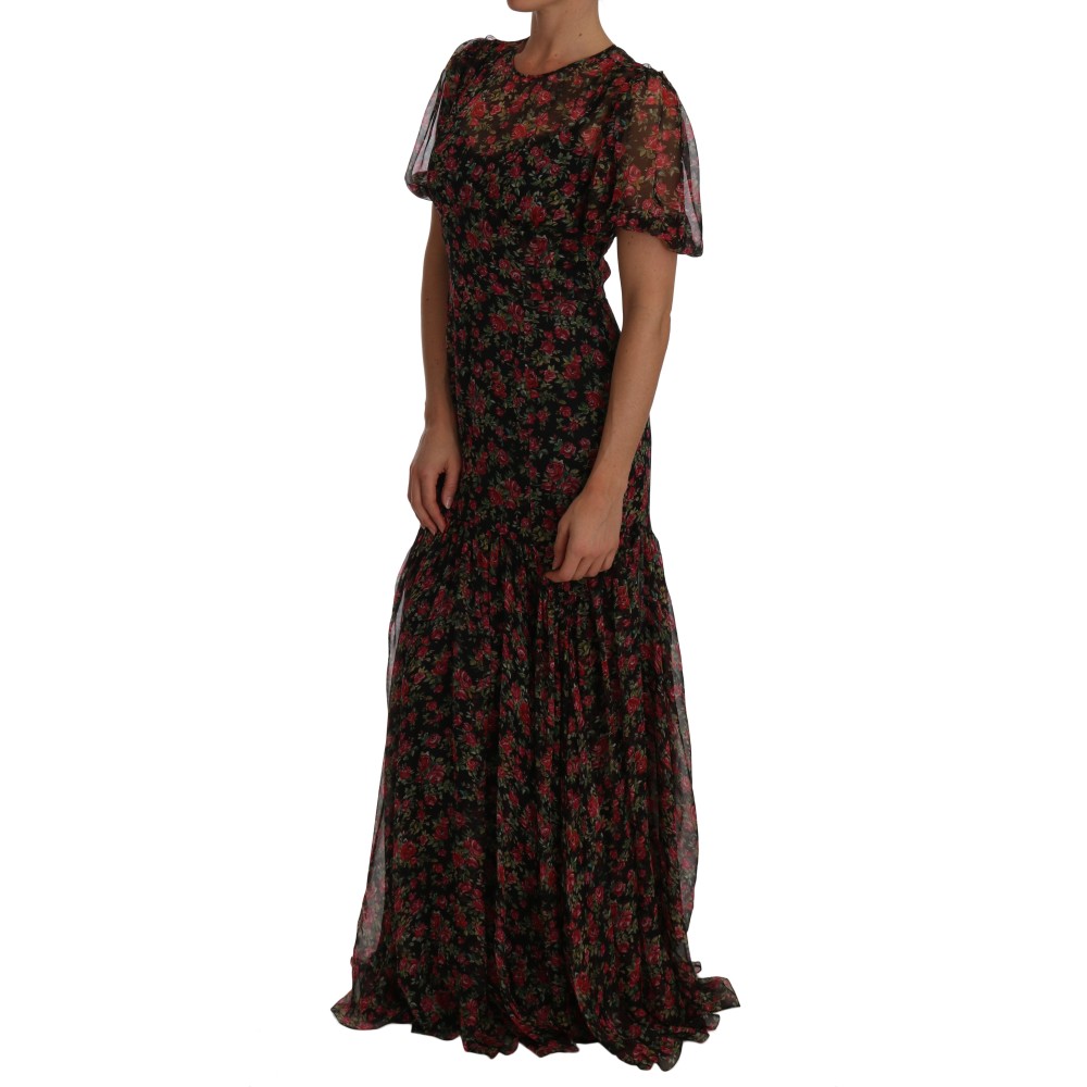 Dolce & Gabbana Elegantes geblümtes A-Linien Seidenkleid