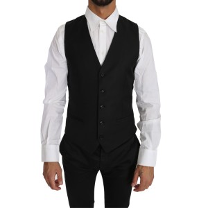 Dolce & Gabbana Formelle Weste aus Wolle und Seide in Schwarz