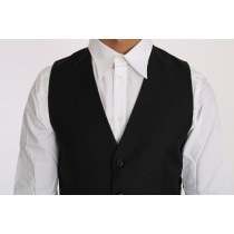 Dolce & Gabbana Formelle Weste aus Wolle und Seide in Schwarz
