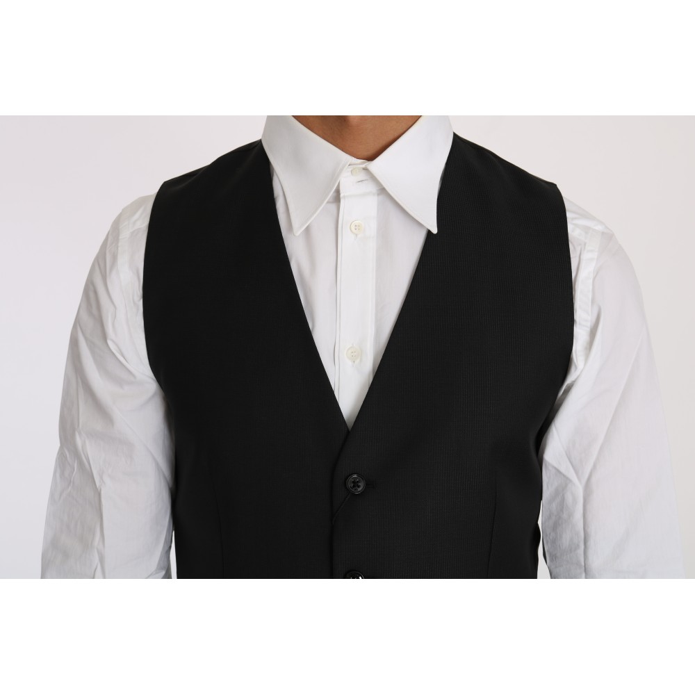 Dolce & Gabbana Formelle Weste aus Wolle und Seide in Schwarz