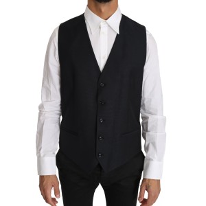 Dolce & Gabbana Elegante graue Slim-Fit-Weste aus Wolle und Seide