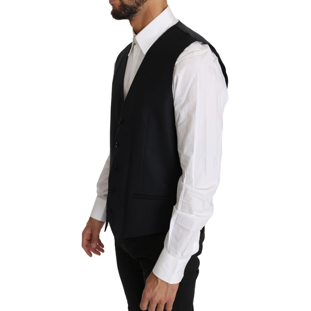 Dolce & Gabbana Elegante graue Slim-Fit-Weste aus Wolle und Seide