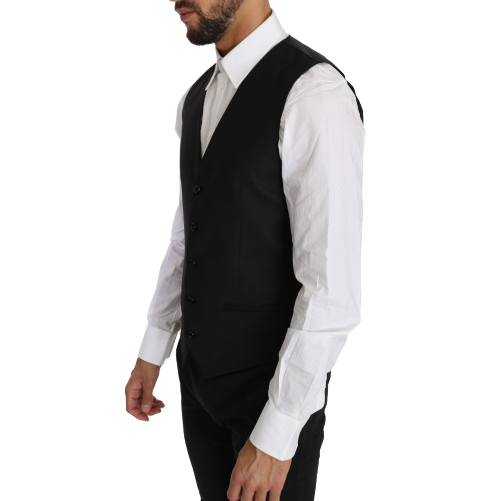 Dolce & Gabbana Formelle Weste aus Wolle und Seide in Schwarz