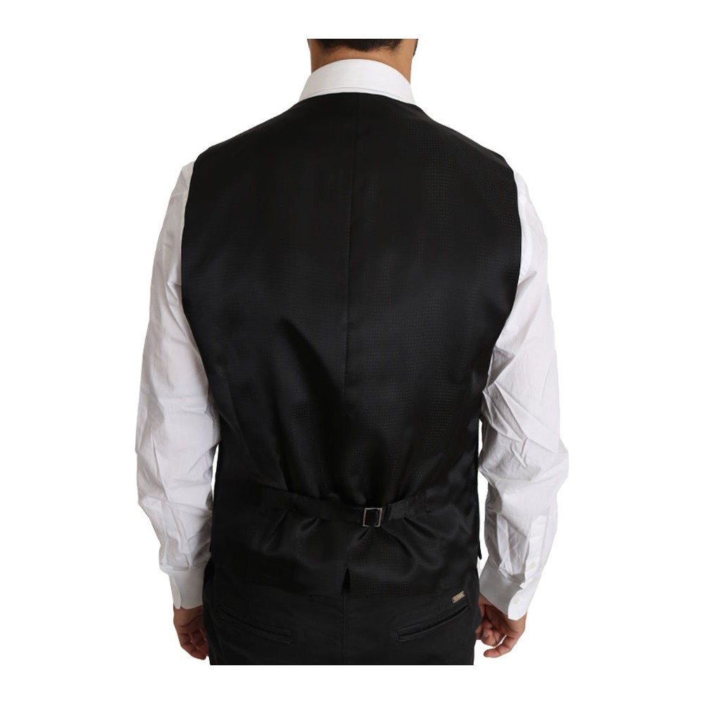 Dolce & Gabbana Elegante graue Slim-Fit-Weste aus Wolle und Seide