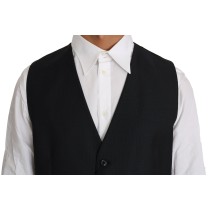 Dolce & Gabbana Elegante graue Slim-Fit-Weste aus Wolle und Seide