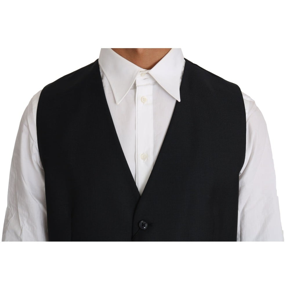 Dolce & Gabbana Elegante graue Slim-Fit-Weste aus Wolle und Seide