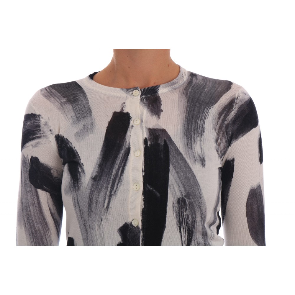 Dolce & Gabbana Eleganter Pullover aus Seide mit Strichmustern