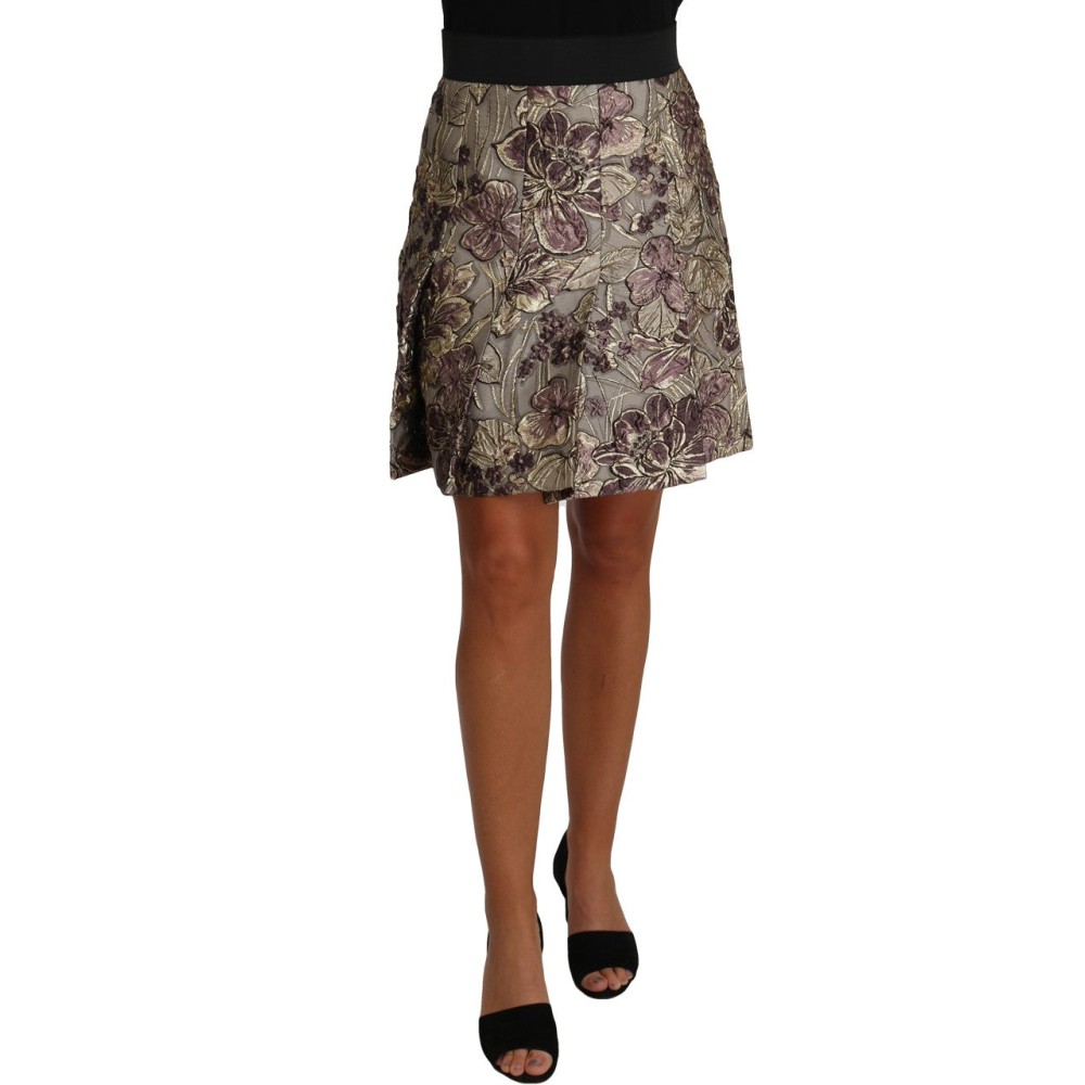 Dolce & Gabbana Eleganter geblümter Jacquard-Rock in A-Linie