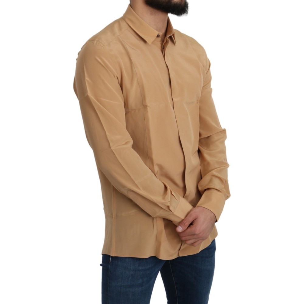 Dolce & Gabbana Elegantes gelbes Seidenhemd für Herren