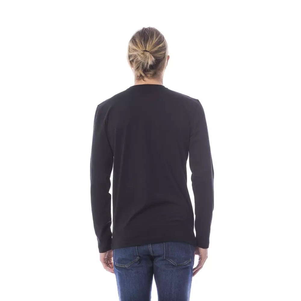 Verri Schwarzes Baumwoll-T-Shirt mit langen Ärmeln für Männer