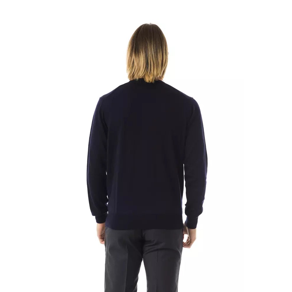 Uominitaliani Blauer Pullover aus Merinowolle für Männer
