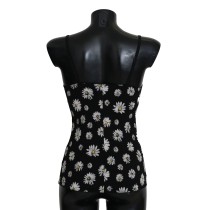 Dolce & Gabbana Elegantes Schwarzes Daisy Floral Lace Chemise Kleid