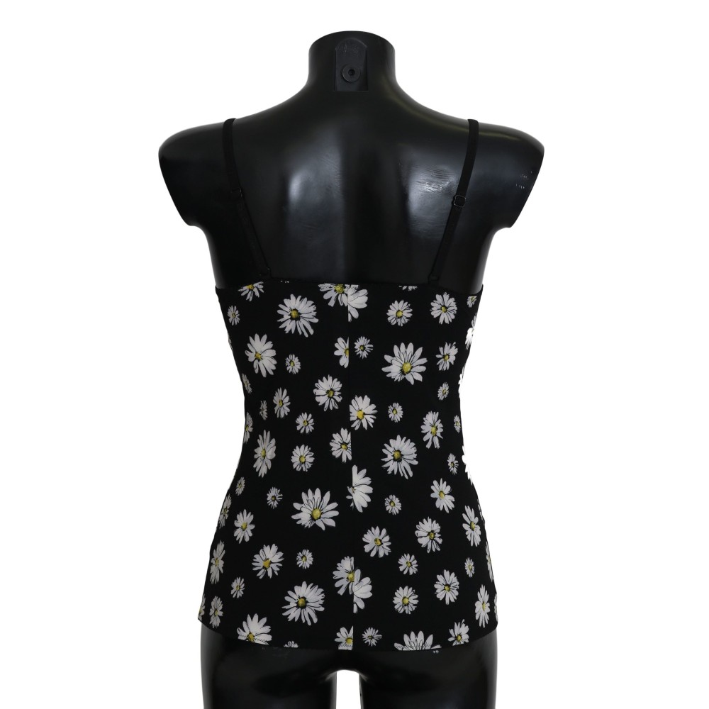 Dolce & Gabbana Elegantes Schwarzes Daisy Floral Lace Chemise Kleid