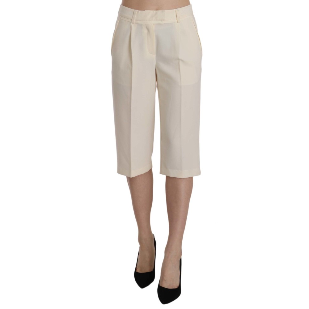 Silvian Heach Elegante Straight Cropped Pants in Creme