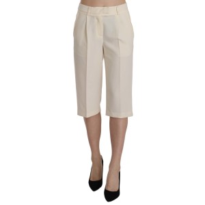 Silvian Heach Elegante Straight Cropped Pants in Creme