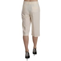 Silvian Heach Elegante Straight Cropped Pants in Creme