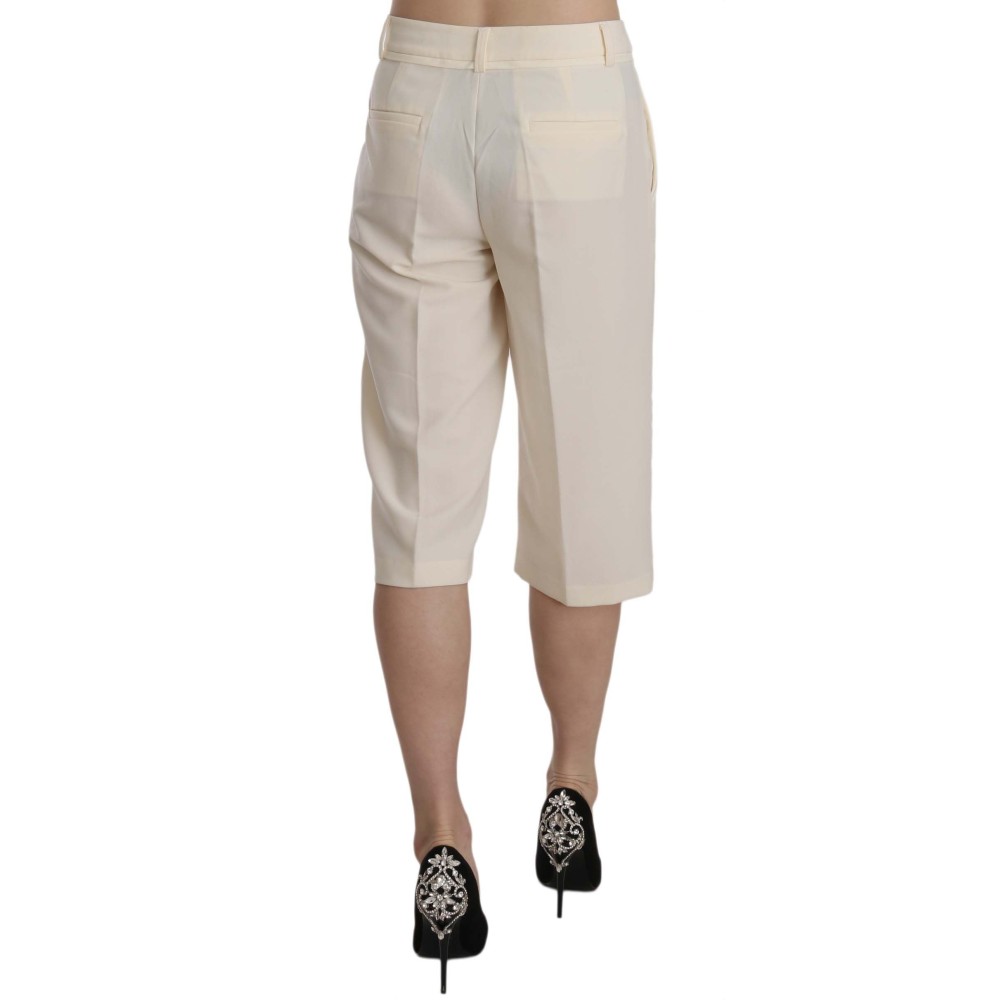Silvian Heach Elegante Straight Cropped Pants in Creme