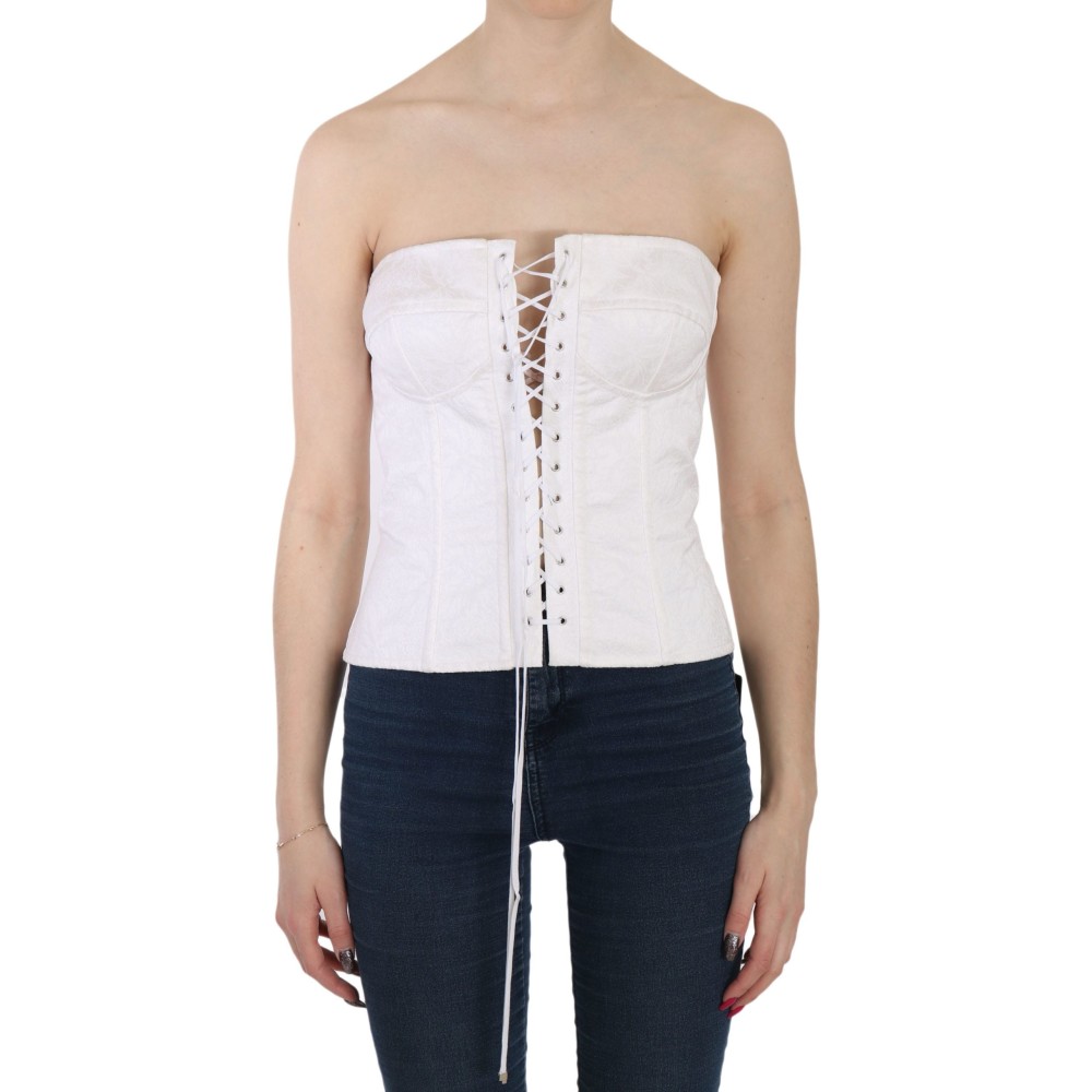 Dolce & Gabbana Elegantes weißes trägerloses Korsett-Top