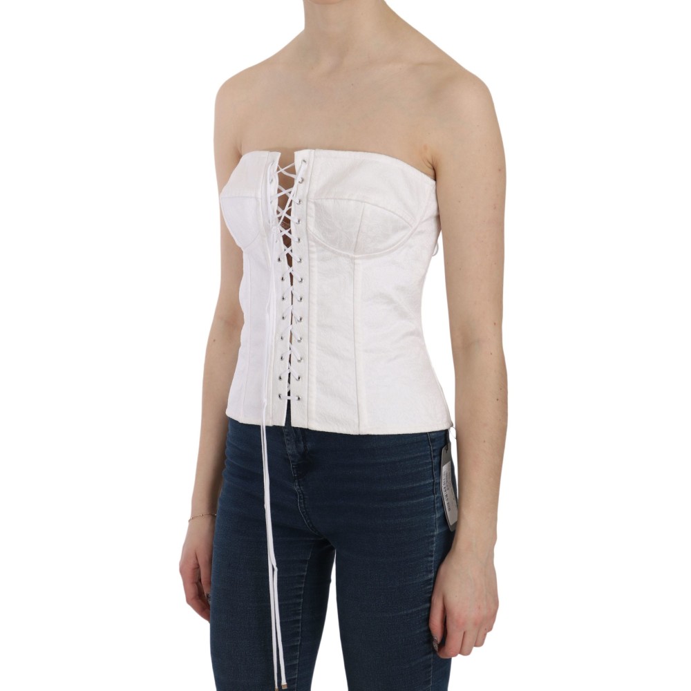 Dolce & Gabbana Elegantes weißes trägerloses Korsett-Top