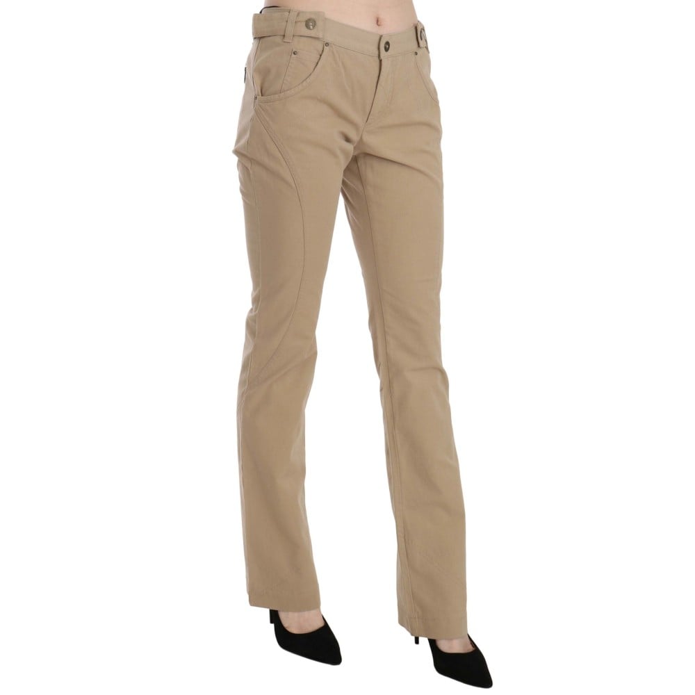 Just Cavalli Beige Mid Waist Straight Leg Pants