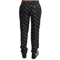 Dolce & Gabbana Elegante schwarze Seidenhose mit Musikinstrumentenaufdruck