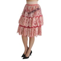 Dolce & Gabbana Eleganter rosa Spitzenrock mit hoher Taille