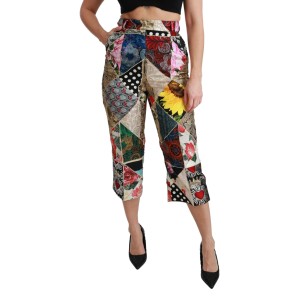 Dolce & Gabbana Elegante hochgeschnittene Hose aus Seidenmischung mit hoher Taille
