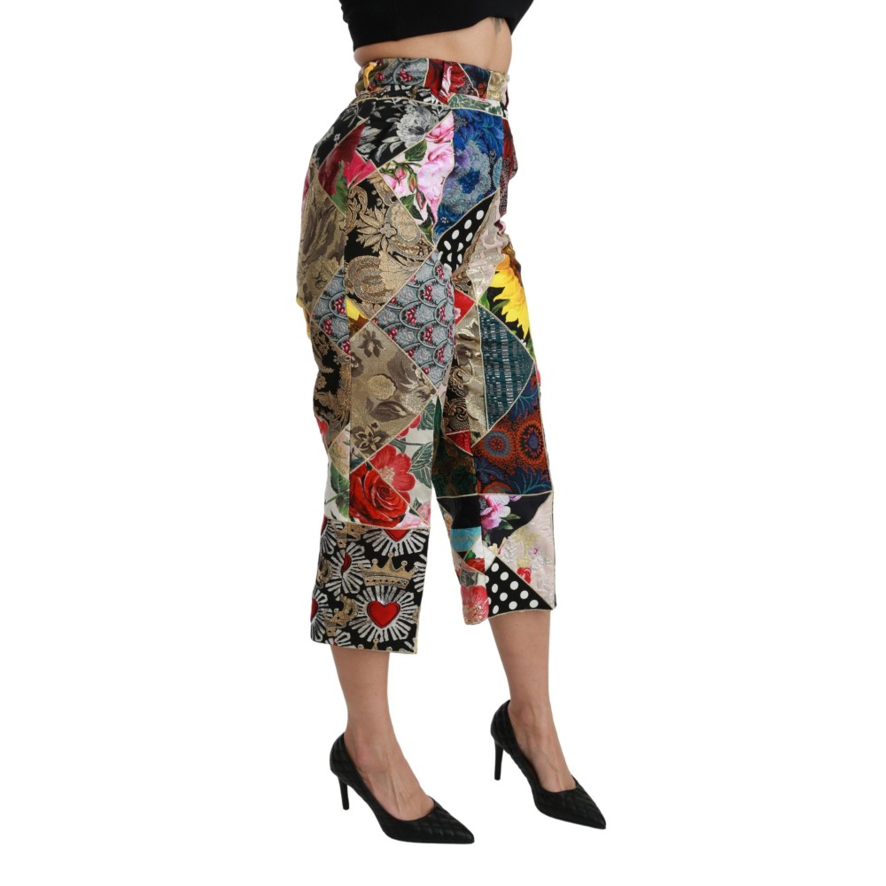 Dolce & Gabbana Elegante hochgeschnittene Hose aus Seidenmischung mit hoher Taille