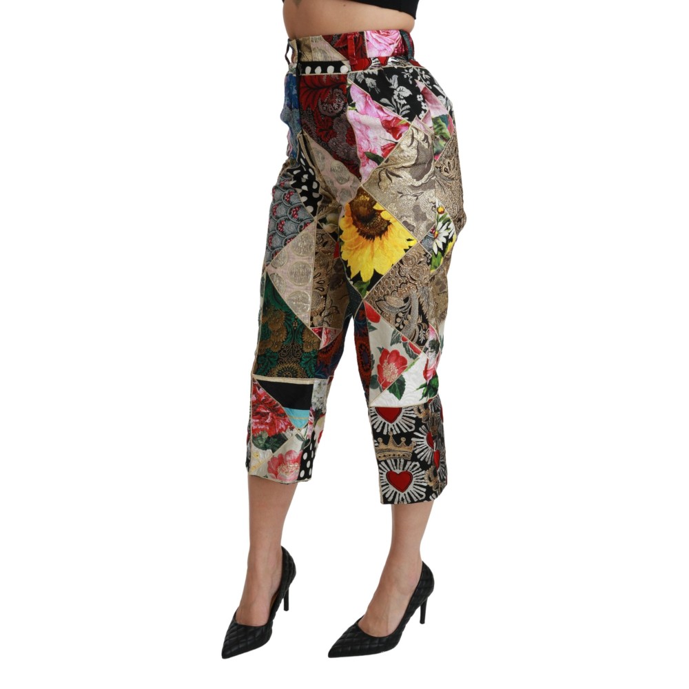 Dolce & Gabbana Elegante hochgeschnittene Hose aus Seidenmischung mit hoher Taille