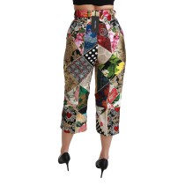 Dolce & Gabbana Elegante hochgeschnittene Hose aus Seidenmischung mit hoher Taille