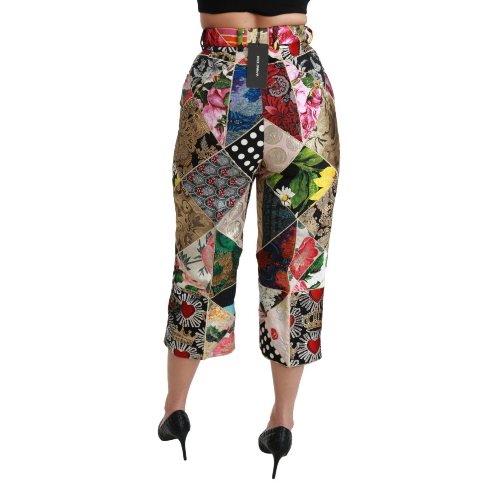 Dolce & Gabbana Elegante hochgeschnittene Hose aus Seidenmischung mit hoher Taille