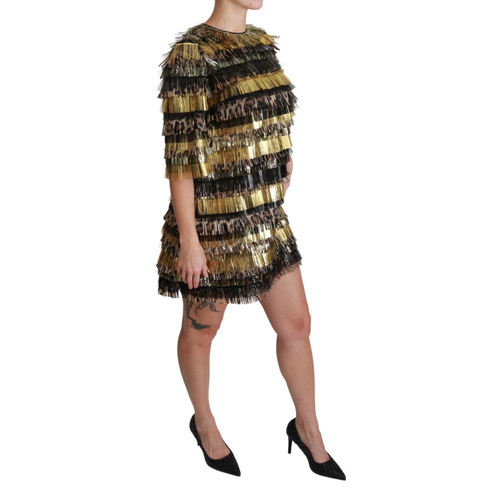 Dolce & Gabbana Elegantes Etuikleid Mini Leopard