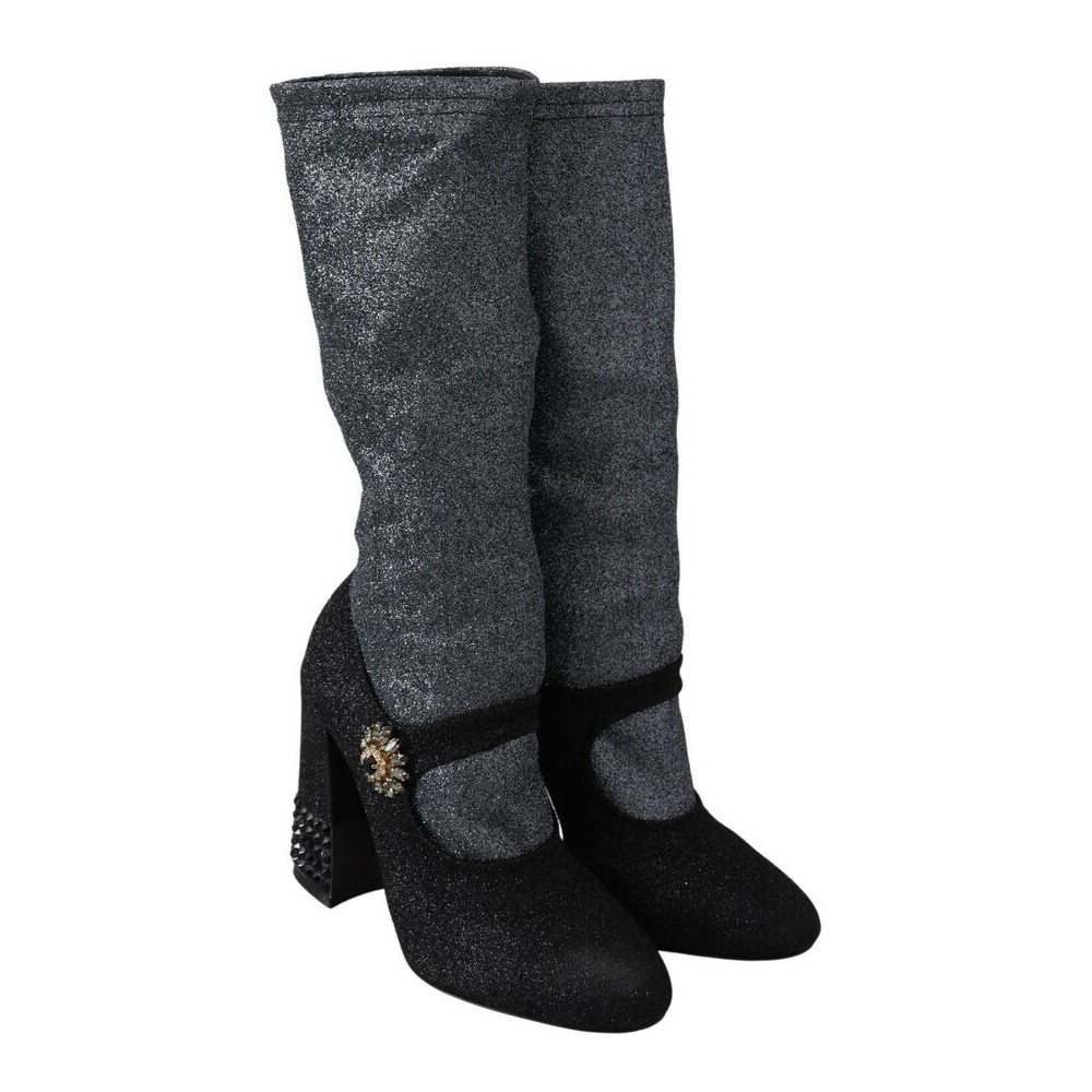 Dolce & Gabbana Glamouröse Booties mit Kristallverzierungen