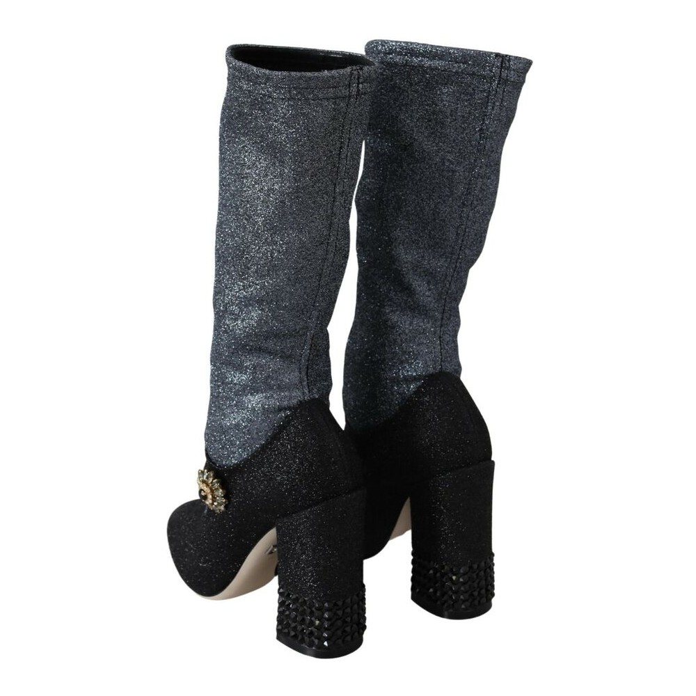 Dolce & Gabbana Glamouröse Booties mit Kristallverzierungen