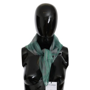 Costume National Elegantes grün bedrucktes Seidentuch