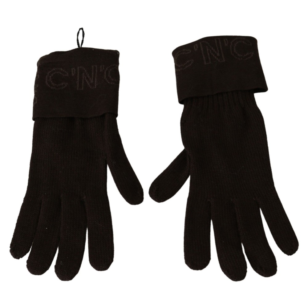 Costume National Elegante braune Strickhandschuhe