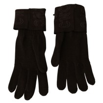 Costume National Elegante braune Strickhandschuhe