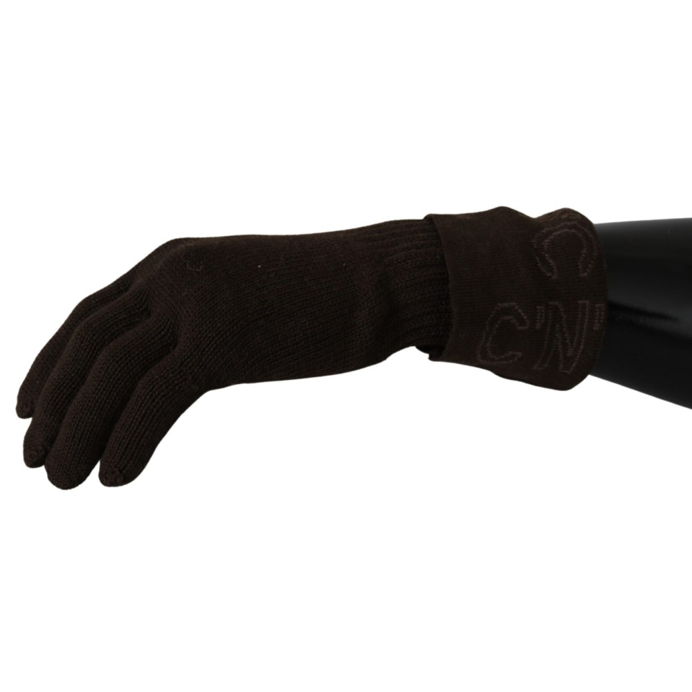 Costume National Elegante braune Strickhandschuhe