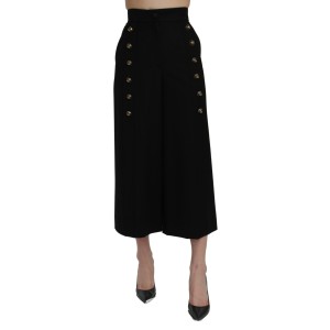 Dolce & Gabbana Elegante Wollhose mit hoher Taille und weitem Bein