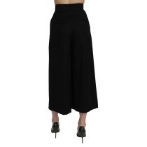 Dolce & Gabbana Elegante Wollhose mit hoher Taille und weitem Bein