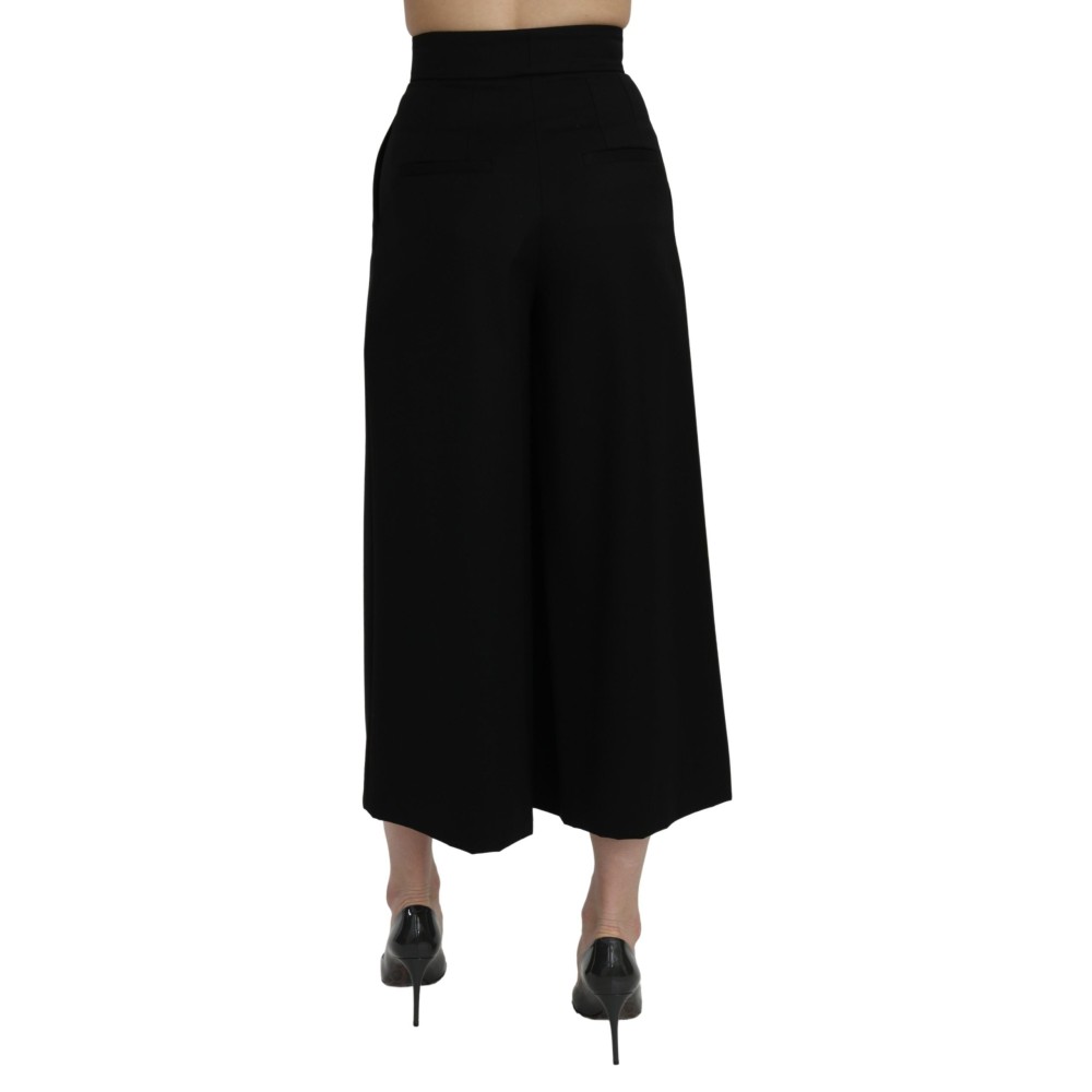 Dolce & Gabbana Elegante Wollhose mit hoher Taille und weitem Bein