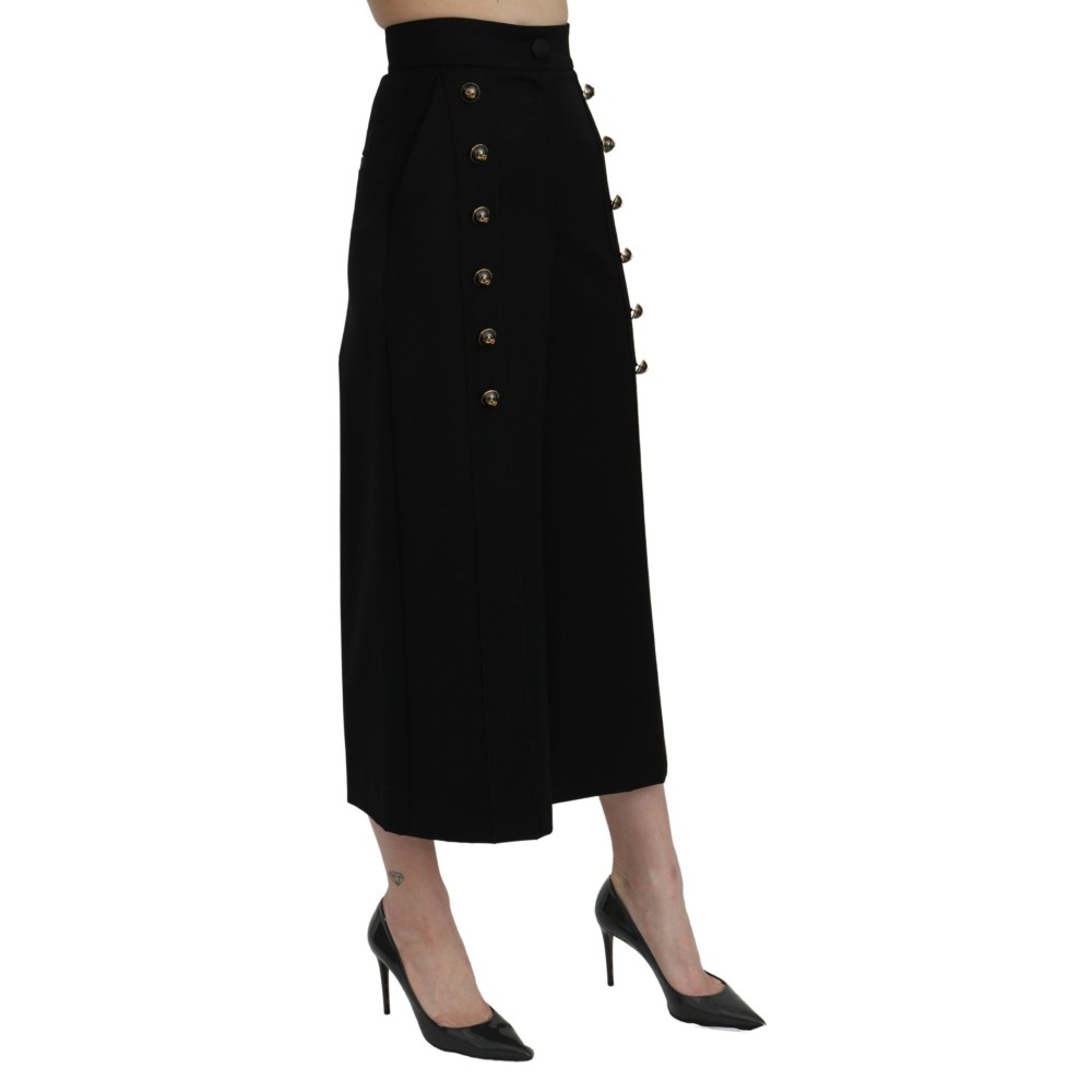 Dolce & Gabbana Elegante Wollhose mit hoher Taille und weitem Bein