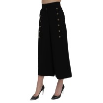 Dolce & Gabbana Elegante Wollhose mit hoher Taille und weitem Bein